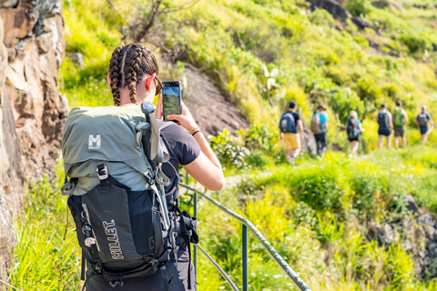 Voyageuse prend une photo en randonnée